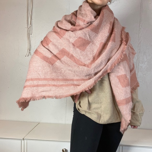 Pink + Red Soft Fringe Scarf - Picture 1 of 6